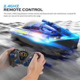Flytec V555 LED Lighting RC Boat For Pools Lakes Night Usage 2.4Ghz Waterproof High Speed Racing Boat Ship For Kids Toys
