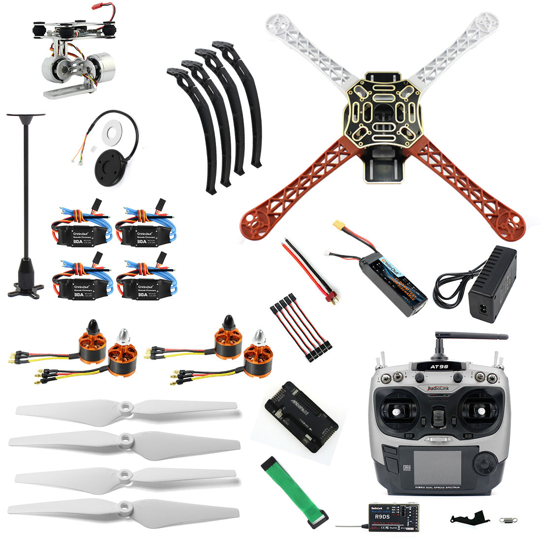 QWinOut Assembled HJ 450 F450 4 Aix RFT Full Kit with APM 2.8 Flight