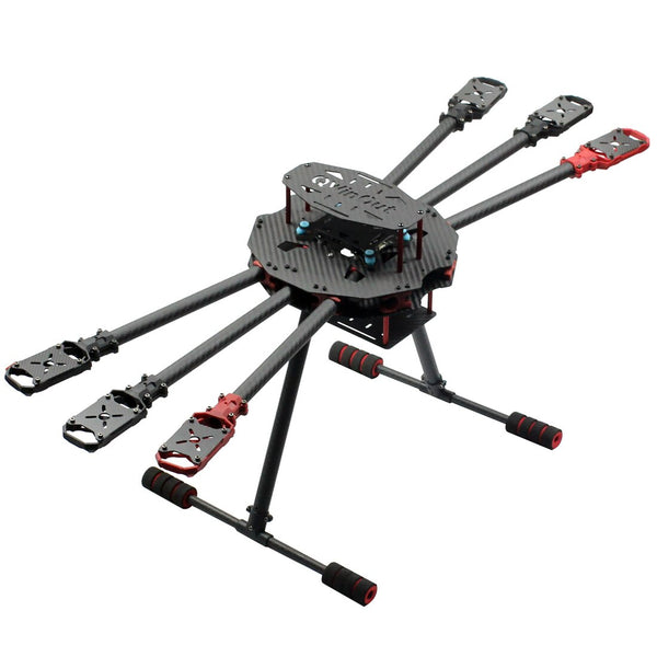 QWinOut Q705/ Q650 3K Carbon Fiber 6-Alex Drone Folded Arm FPV UAV Quadcopter Frame Kit w/ Landing Gear Skid for DIY Helicopter