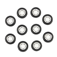 QWinOut 10Pcs 20*8*1.9mm Rubber Hollow Tire Car Wheel Model Wheels DIY Toy Accessory for Car F17678