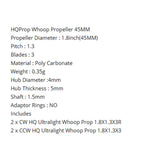 HQprop Ultralight Whoop Prop1.8X1.3X3(45MM)-1.5mm Grey Color Propeller