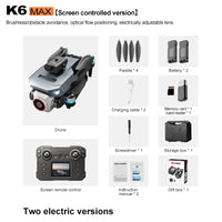 KY605S K6 Max Drone Equipped with Screen Remote Control and Brushless Power HD Aerial Drone Obstacle Avoidance Quadcopter