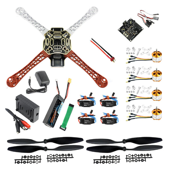 QWinOut F450 DIY RC Quadcopter 4 axle Drone Kit No TX RX : KK V2.3 Flight Control A2212 1000KV Motor 30A ESC Lipo 450mm Flamewheel