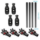 JMT 4PCS 16MM*14MM*245MM 3K Carbon Fiber Tube with 16mm Clamp Type Motor Mount Plate Holder & Z16 Folding Arm Tube Joint for 4-axle Aircraft RC Quadcopter DIY Copter Drone