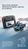 K12Max Brushless Obstacle Avoidance Drone with Screen Controller, HD Aerial Photography Quadcopter RC Airplane with Optical Flow Dual Lens & Lights