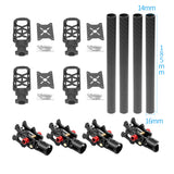JMT 4PCS 16MM*14MM*185MM 3K Carbon Fiber Tube with 16mm Clamp Type Motor Mount Plate Holder & Z16 Folding Arm Tube Joint for 4-axle Aircraft RC Quadcopter DIY Copter Drone