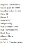 HQProp Ultralight Propeller 2x0.8-PC 2-blades Propeller CW CCW Props