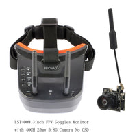 FEICHAO 5.8G 40CH Dual Antennas FPV Goggles Monitor Video Glasses Headset w/ 5.8G 25mW Video Transmitter Camera for Racing Drone