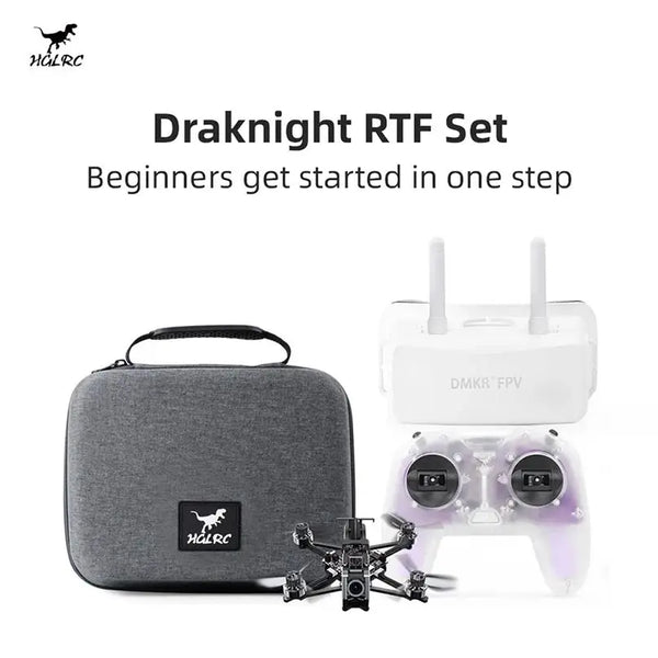HGLRC 2inch 2S Draknight RTF Set FPV Toothpick Micro Drone with Remote Control Glasses Battery