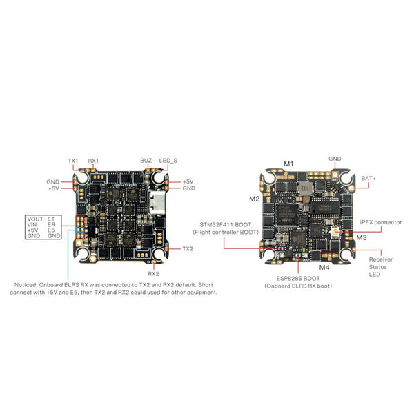 HappyModel CrazyF411 ELRS AIO 2-4S 4in1 F411 Flight Controller Built ...