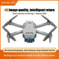 XT9 Mini Drone 4K Double Camera HD WIFI FPV Obstacle Avoidance Drone Optical Flow Four-Axle Aircraft RC Helicopter Toys
