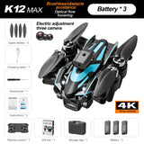 K12MAX RC FPV Drone Three Camera WiFi FPV ESC HD 3 Lens 360° Obstacle Avoidance Optical Flow Positioning Brushless Motors Toys