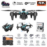 K12MAX RC FPV Drone Three Camera WiFi FPV ESC HD 3 Lens 360° Obstacle Avoidance Optical Flow Positioning Brushless Motors Toys