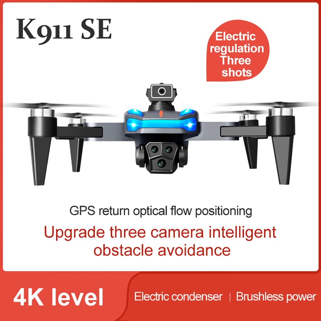 K911SE GPS RC Drone 4K Three HD Camera FPV 1200M Aerial Obstacle Avoi ...