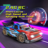Q123 Short-Course Spraying Drift RC Truck 1/16 2.4GHz 4WD High Speed RC Car LED Light Off-Road Truck Gift Toy for Kids