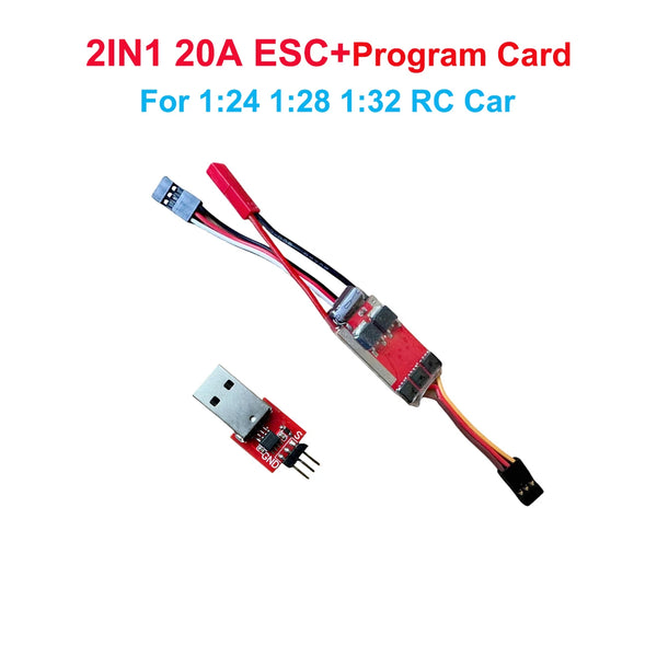 QWinOut 20A Brushless ESC Speed Controller With Program Card For 1/24 1/28 1/32 RC Cars For Mini-Q Mini-Z MINI-Q