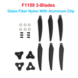 Gemfan F1265 F1307 F1407 F1510 12inch 15inch Folding Propeller 3-Blades Glass Fiber Nylon W Metal Clip for Long Range Drones