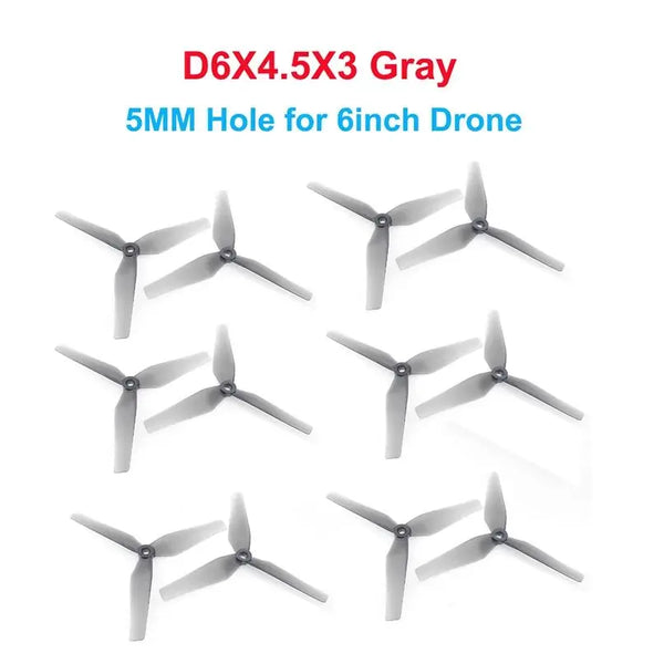 HQProp 6 Inch 3-Blades Tri-Blade PC Propeller D6X4.5X3 CW CCW 5mm Shaft Hole For 6inch FPV Racing Drone