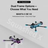 Axisflying Manta5 SE V2 Frame 5inch Frame FPV Drone Frame Kit Squashed-DC for Cinematic Freestyle Long Range Drone Quadcopter
