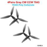 4Pairs(4CW+4CCW) HQProp 7X3.7X3 7037 / 7X5X3 7050 / 7X4X3 7043 / 7.5X3.7X3 7537 3-Blades PC FPV Propeller 7inch RC Drone Props