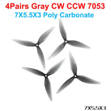 4Pairs(4CW+4CCW) HQProp 7X3.7X3 7037 / 7X5X3 7050 / 7X4X3 7043 / 7.5X3.7X3 7537 3-Blades PC FPV Propeller 7inch RC Drone Props
