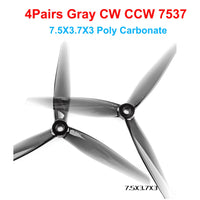 4Pairs(4CW+4CCW) HQProp 7X3.7X3 7037 / 7X5X3 7050 / 7X4X3 7043 / 7.5X3.7X3 7537 3-Blades PC FPV Propeller 7inch RC Drone Props