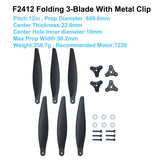 Gemfan F1265 F1307 F1407 F1510 12inch 15inch Folding Propeller 3-Blades Glass Fiber Nylon W Metal Clip for Long Range Drones