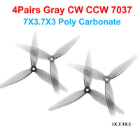 4Pairs(4CW+4CCW) HQProp 7X3.7X3 7037 / 7X5X3 7050 / 7X4X3 7043 / 7.5X3.7X3 7537 3-Blades PC FPV Propeller 7inch RC Drone Props