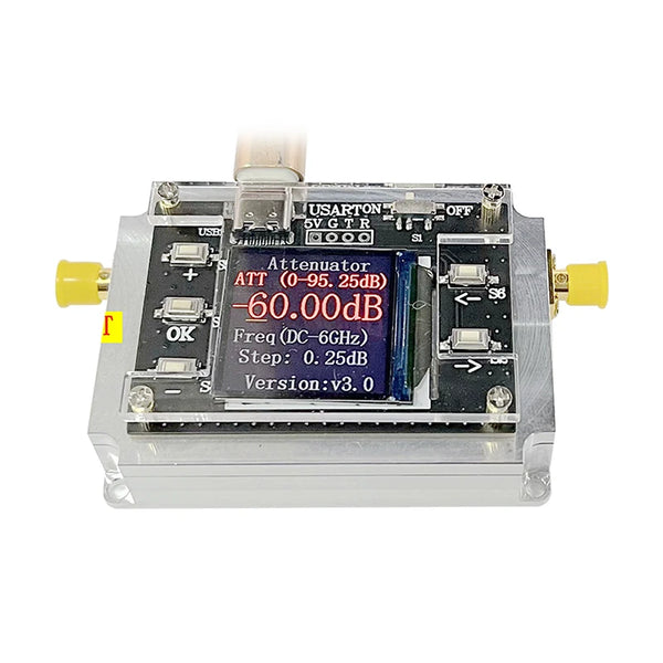 8G 6G 3G Digital Programmable Attenuator 90DB Step 0.25DB TFT Display CNC High Isolation Type C Port with SMA Female Connector