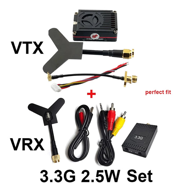 Sologood Long Range 3.3GHz 2.5W FPV Video Transmitter VTX 8CH 4000mW 3.3G VRX Receiver Kit for FPV RC Racing Drone Goggles