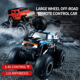 Waterproof Q127 1/16 2.4G 4WD Amphibious High Wheel Crawler Off-road RC Car Vehicle Model Boys Children's Toys