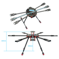QWinOut Q705/ Q650 3K Carbon Fiber 6-Alex Drone Folded Arm FPV UAV Quadcopter Frame Kit w/ Landing Gear Skid for DIY Helicopter