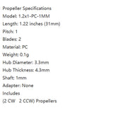 HQProp Ultralight Propeller 1.2x1-PC Small Propeller CW CCW Props