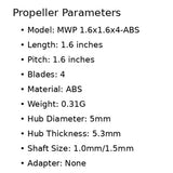 HQProp 2Pairs CW+CCW 1.6inch 4 Blades Micro ABS Propeller 1.5mm /1mm Mounting Hole For FPV RC Toy Airplane Quadcopter