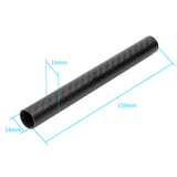 JMT 6PCS 16MM*14MM*150MM 3K Carbon Fiber Tube with 16mm Clamp Type Motor Mount Plate Holder & Z16 Folding Arm Tube Joint for 6-axle Aircraft RC Hexacopter DIY Copter Drone