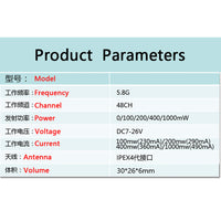 QWinOut 5.8G 1W VTX 48CH VTX Transmission Input Voltage 7-26V Transmission Power 0/100/200/400/1000mW IPEX4 Antenna