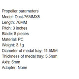 (HQDrop) 76MMX8 (2 CCW +2 CW) Ducted Propeller High Lift Propeller Crossing Aircraft Silent Propeller