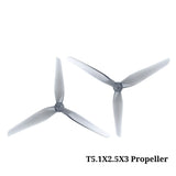 HQProp 2Pairs T5.1X2.5X3 CW+CCW 5.1inch 3 Blades Propeller 1.5mm Shaft For FPV RC Toothpick Cinewhoop Ducted Toy Airplane