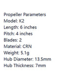 HQProp 2Pairs K2 CW+CCW Glass Fiber Nylon 6inch 2 Blades Propeller 5mm Mounting Hole For FPV RC Toy Airplane Quadcopter
