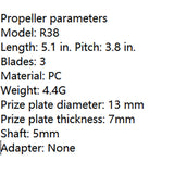 HQProp 2Pairs R38 5.1inch 3 Blades CW+CCW PC Propeller 3.8inch Pitch 5mm Mounting Hole For FPV RC Toy Airplane Quadcopter