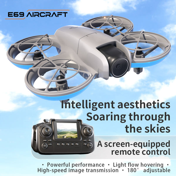 E69 Mini Drone with Screen Control Aerial Photography Dual Camera Optical Flow Aircraft Remote Control Aircraft