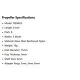 HQDrop TE 8x8x3 Glass Fiber Reinforced Nylon 8inch 3-Blade Electric Propeller