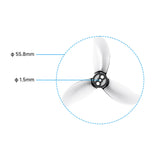 GEMFAN 2Pairs / 6Pairs 56mm 3 Blades PC Propeller 1.5mm Mounting Hole For Pavo20 Pro II FPV Quadcopter