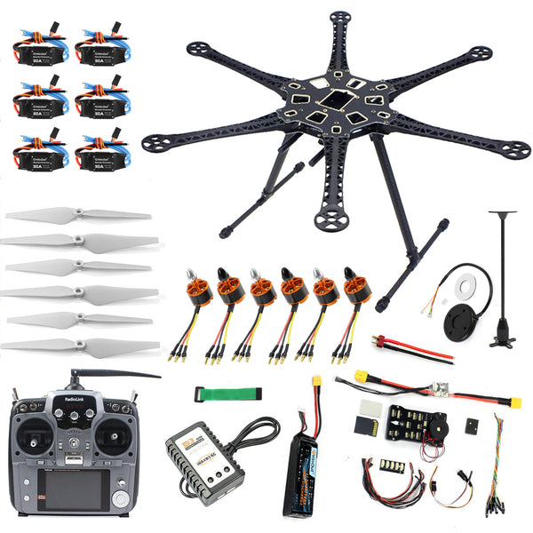 QWinOut DIY FPV Drone Hexacopter 6-axle Aircraft Kit HMF S550 Frame PXI PX4 Flight Control 920KV Motor GPS AT10 Transmitter