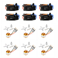 QWinOut 6 Set Welded 30A RC Brushless ESC + 2200KV Brushless Motor for DIY Aircraft RC Model Multicopter Drone