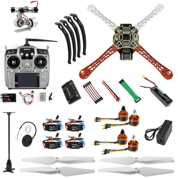 QWinOut 4-axle Aircraft Quadrocopter Helicopter RTF F450-V2 Frame GPS APM2.8 Aerial FPV PTZ AT10 TX Battery