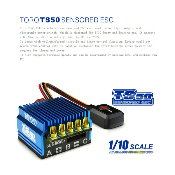SKYRC TORO TS50 ESC Sensored Brushless ESC for 1/10 RC Car model Buggy Rouring Car