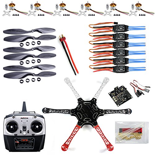 QWinOut Unassembly ARF (No Battery) DIY 2.4G 6Ch KK Multicopter Flight Control F550 Air Frame RC Hexacopter DIY Multicopter Drone Combo Set