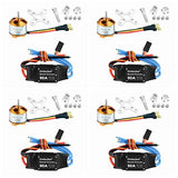 QWinOut A2212 1400KV Brushless Outrunner Motor 10T + 30A Speed Controller ESC + 3.5mm Banana Connectors for DIY RC Drone Aircraft KK 4 Axle Copter UFO