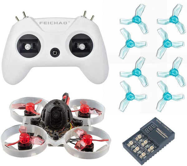 FEICHAO LiteRadio OpenTX 2.4G 8CH Radio Transmitter with Mobula6 1S 65mm Tinywhoop Drone 19000KV / 25000KV Frsky Version w/ 1219 Propeller 6 in 1 Charger